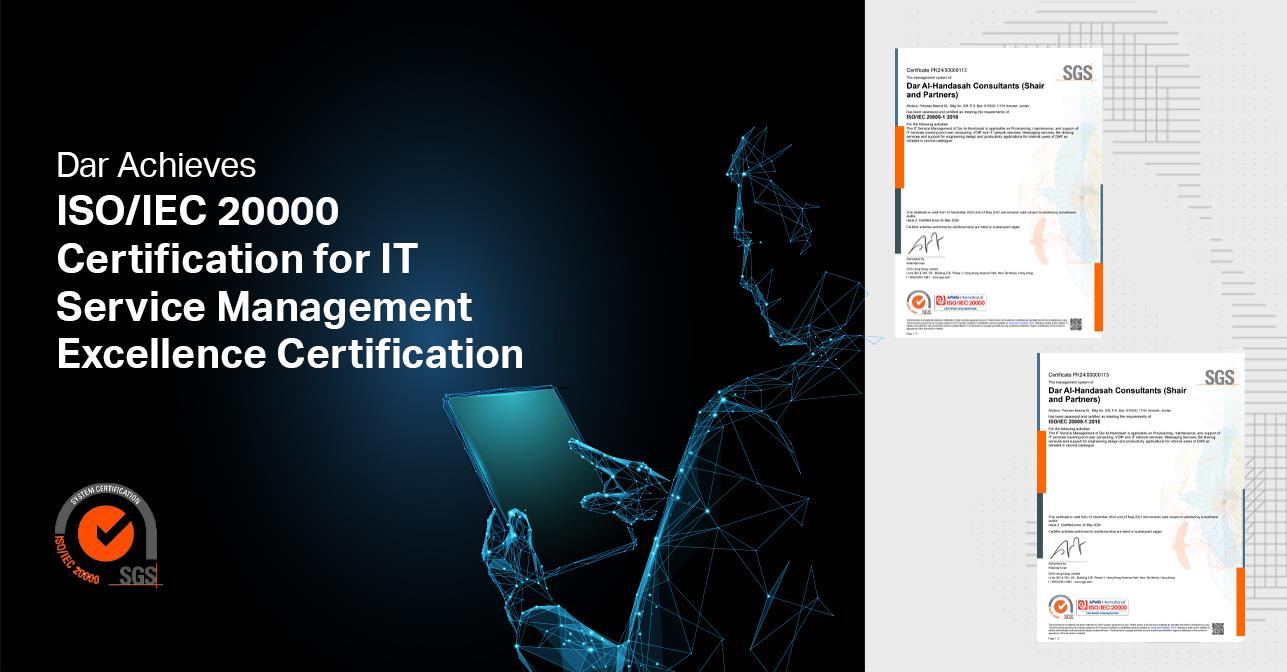 Dar Achieves ISO/IEC 20000 Certification for IT Service Management Excellence