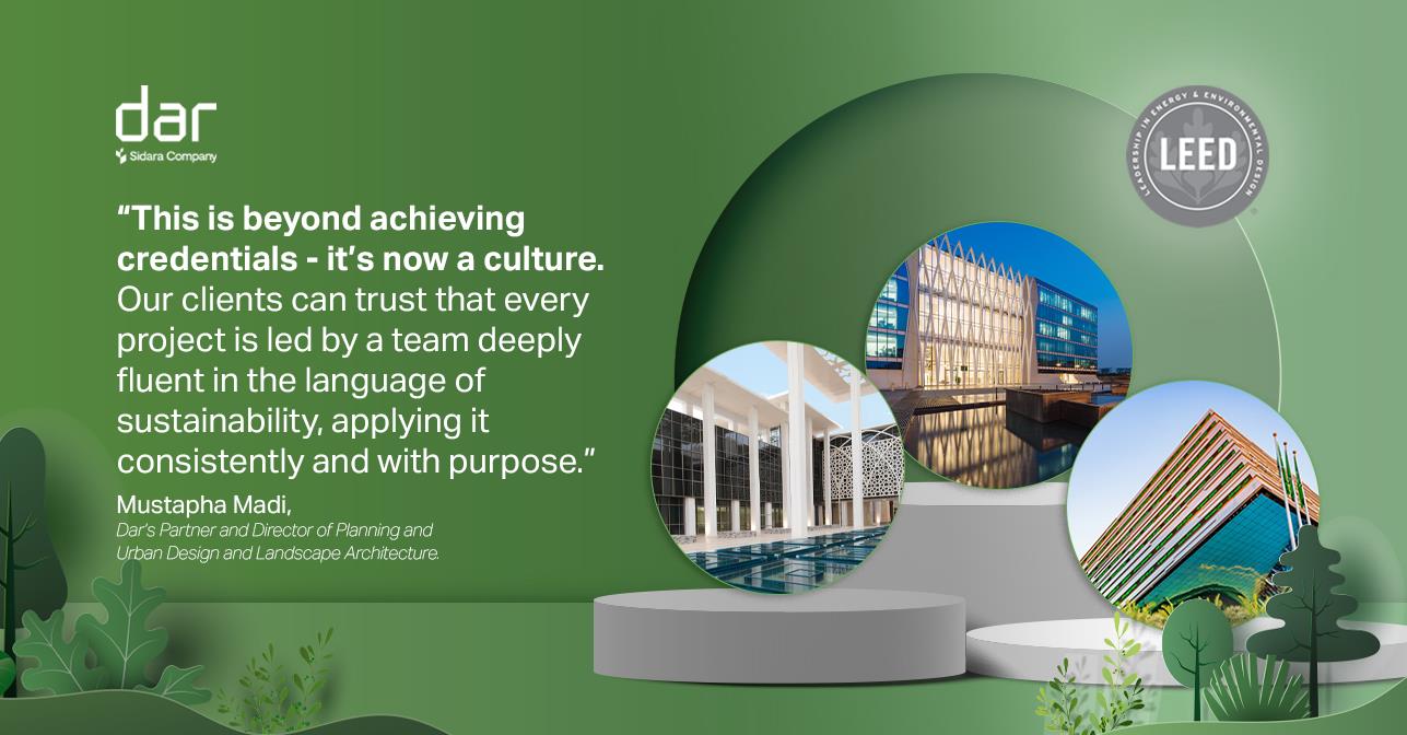 Dar’s Planning, Urban Design, and Landscape Architecture teams, across global offices, achieve full sustainable design accreditation