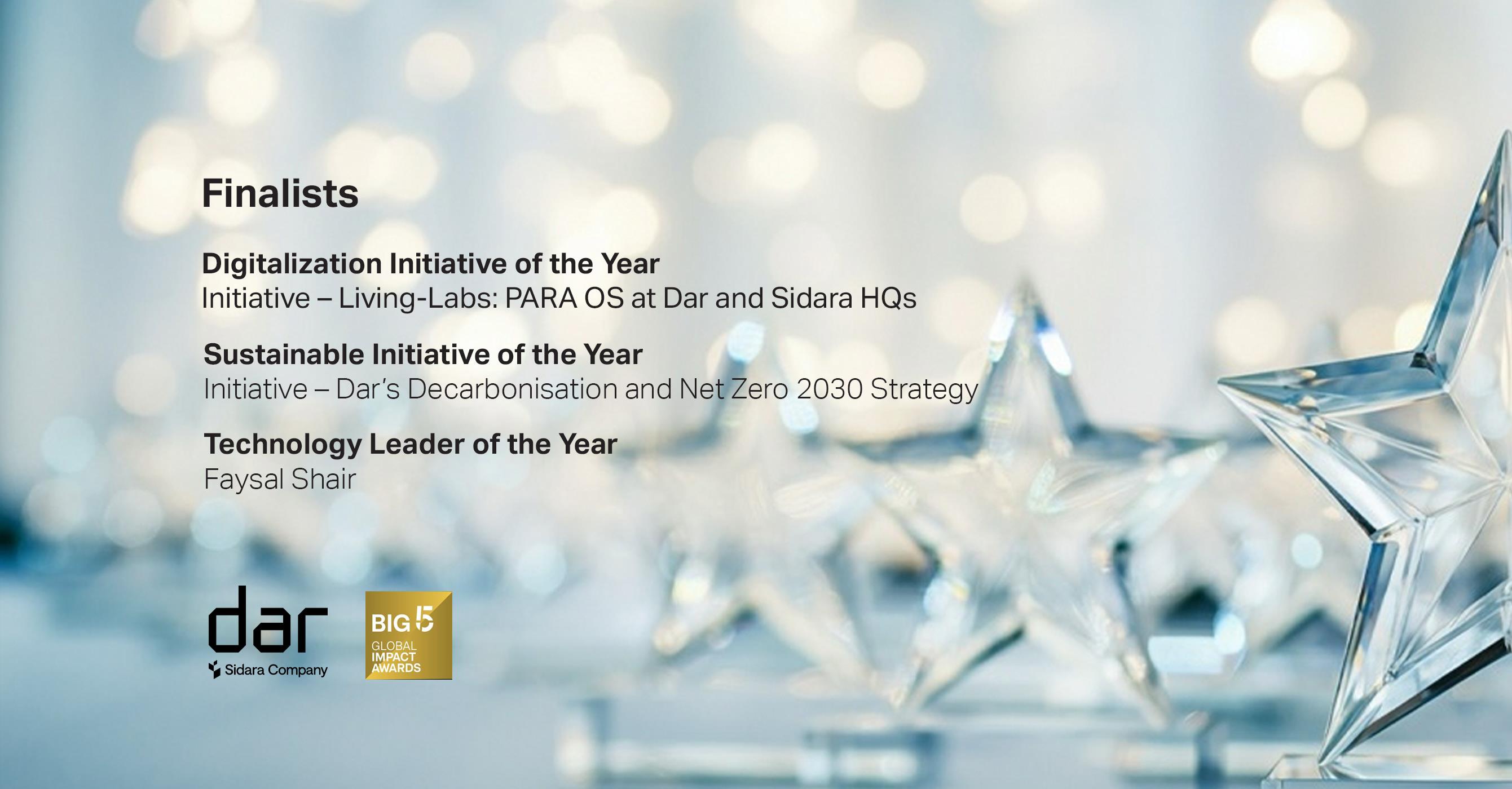 Dar shortlisted in three categories at the Big 5 Global Impact Awards 2025